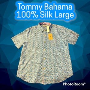 Tommy Bahama Aloha Shirt - Large - Blue - Silk - NWT